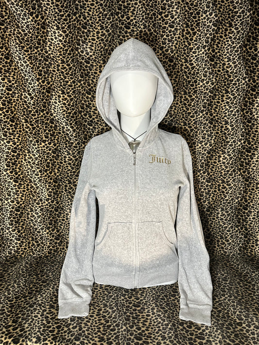(S-M)light grey & gold juicy couture zip up