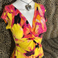 (S)vtg caché floral form fitted top
