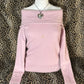 (M)mauve/baby pink fleece off the shoulder long sleeve