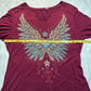 (XL)maroon cyber y2k angel wings long sleeve