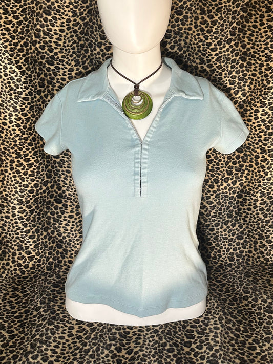 (S)vtg early 2000s baby blue polo shirt