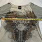 (L/XL)bedazzled harley davidson wings top