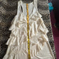 (M)2014 styled beige lace ruffle tank top