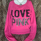 (XS)vs pink “love pink” zebra print sequin sweater