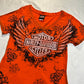 (L)bedazzled wings orange harley davidson top
