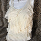 (M)2014 styled beige lace ruffle tank top