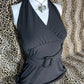 (M)early 2000s polka dot halter tank top w belt