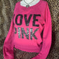 (XS)vs pink “love pink” zebra print sequin sweater