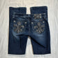 (SZ 28)embellished bootcut flared miss me jeans