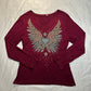 (XL)maroon cyber y2k angel wings long sleeve