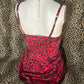 (M)red leopard print silk cami tank top