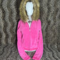 reworked pink velour fur zip up jacket
