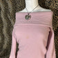 (M)mauve/baby pink fleece off the shoulder long sleeve