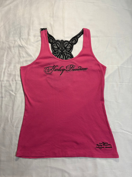 (XL)pink mesh harley davidson tank top