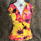 (S)vtg caché floral form fitted top