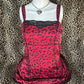 (M)red leopard print silk cami tank top