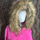 reworked pink velour fur zip up jacket