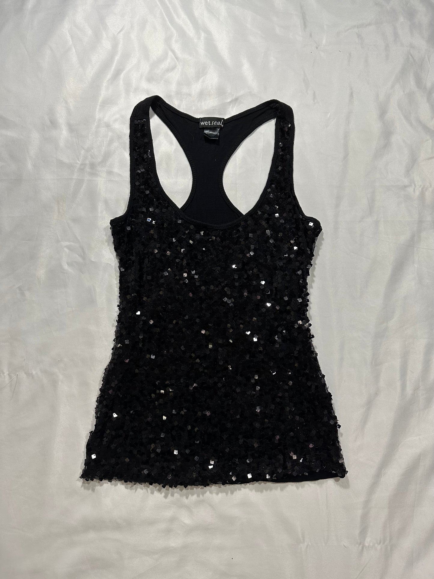 2000s black sparkly wet seal tank top