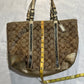 beige coach monogram tote purse