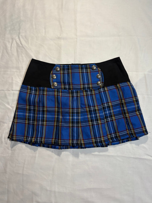 (M)vtg royal bones blue plaid pleated skirt