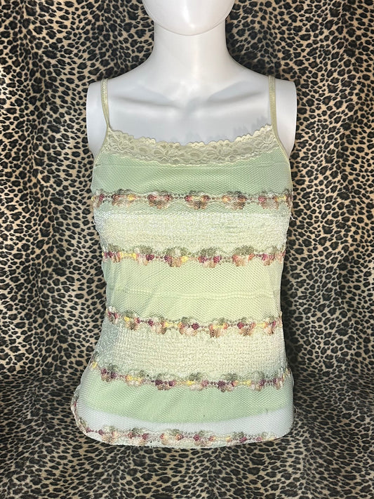 (XS)vtg early 2000s lace floral tank top