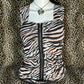 (M-L)mcbling zebra print zip up tank top